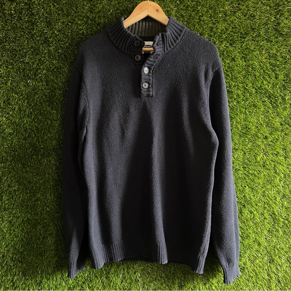Old Navy Button Collar Wool Blend Sweater